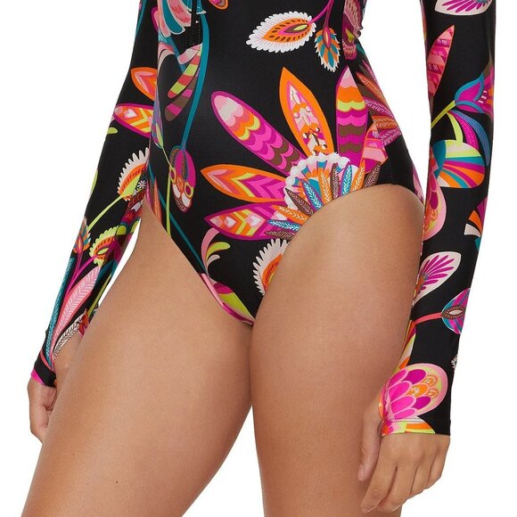 TRINA TURK long sleeve Luminary S rashguard Front Zip Paddle 1-pc Swimsuit NWT - Picture 8 of 8